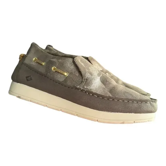 Sperry Womens Moc Sider Olive Faux Fur Lined Slip On Shoe Size 7.5 Camo Style - Picture 1 of 9